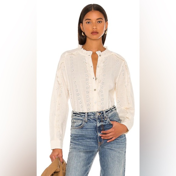 NWOT CLEOBELLA X ANTHROPOLOGIE Freya Blouse cream eyelet size M - Picture 1 of 5